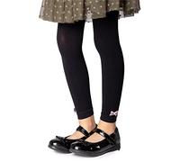 NOQ Schlichte fußlose Strumpfhose für Mädchen blickdichte Leggings mit Schleifen Mikrofaser unter dem Rock Tunika Hose Schule Gymnastik Tanz, Nero 10/11 Jahre (140/146 cm)