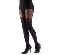 NOQ Strümpfe Imitation Strumpfhosen Matt Semi Sheer Damen Sexy Overknee Muster Büro Date Gemustertes Outfit, Lunea Nero S