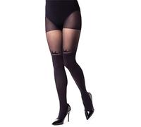 NOQ Strümpfe Imitation Strumpfhosen Matt Semi Sheer Damen Sexy Overknee Muster Büro Date Gemustertes Outfit, Im Queen Nero S