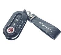 Nordecco Glänzend Schlüsselanhänger Hülle Kompatibel mit Fiat 500C 500-500L Abarth Grande Punto Brava Panda Stilo Linea (Schwarzer Schlüsselring, Schwarzes Gehäuse)