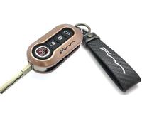 Nordecco Glänzend Schlüsselanhänger Hülle Kompatibel mit Fiat 500C 500-500L Abarth Grande Punto Brava Panda Stilo Linea (Schwarzer Schlüsselring, Roségold Gehäuse)