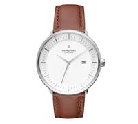 NORDGREEN Herrenuhr Philosopher 40 mm Silber Braun Leder