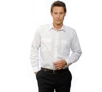 Nordhandel Luxus Pilotenhemd Herren Langarm Weiß - Elegantes Uniformhemd, abnehmbare Schulterklappen, 100% Baumwolle, Pflegeleicht, Kent-Kragen, Gr. 49-50