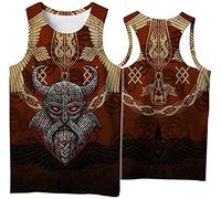Nordic Herren Viking Rune Tee Tank Tops,Unisex Vintage Mittelalter Plus Size Ärmellose T-Shirt Weste,Sommer Neuheit Punk Gothic Lose Rundhalsausschnitt Leichte Streetwear