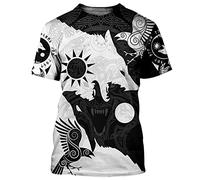 Nordic Viking T-Shirt Herren Kurzarm, Unisex Casual Large Size Sommer Rundhals Tops, Outdoor Vintage Hip Hop Party Neuheit Streetwear