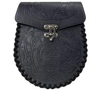 Nordische geprägte Gürteltasche, mittelalterliche Kunstledertasche, Schwarze Wikinger-Renaissance-Münztasche, Vintage-Beuteltasche für Männer LARP Halloween