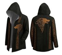 Nordische Mythologie 3D Kapuzenjacke für Herren Wikinger Tattoo Print Rabe Vintage Mode Herbst Mantel Drucken Party Outbekleidung Festlich Kleidung Blutig Bedruckt Jacke Übergröße Dunkelblau 6xl l xl