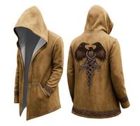 Nordische Mythologie 3D Kapuzenjacke für Herren Wikinger Tattoo Print Rabe Vintage Mode Herbst Mantel Drucken Party Outbekleidung Festlich Kleidung Blutig Bedruckt Jacke Übergröße Dunkelblau 6xl l xl
