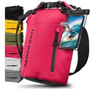 Nordlight Dry Bag wasserdichte Tasche mit Handyhülle + Roll-Top, Schultergurt | Drybag wasserfester Rucksack Beutel Packsack Seesack Wassersack Wetbag | Baden Schwimmen Strand SUP - Pink, 20 Liter