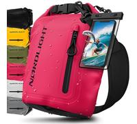 Nordlight Dry Bag wasserdichte Tasche mit Handyhülle + Roll-Top, Schultergurt | Drybag wasserfester Rucksack Beutel Packsack Seesack Wassersack Wetbag | Baden Schwimmen Strand SUP - Pink, 5 Liter