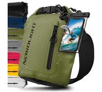 Nordlight Dry Bag wasserdichte Tasche mit Handyhülle + Roll-Top, Schultergurt | Drybag wasserfester Rucksack Beutel Packsack Seesack Wassersack Wetbag | Baden Schwimmen Strand SUP - Olivgrün, 5 Liter