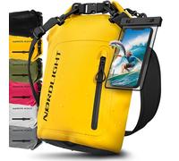 Nordlight Dry Bag wasserdichte Tasche mit Handyhülle + Roll-Top, Schultergurt | Drybag wasserfester Rucksack Beutel Packsack Seesack Wassersack Wetbag | Baden Schwimmen Strand SUP - Gelb, 20 Liter