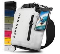 Nordlight Dry Bag wasserdichte Tasche mit Handyhülle + Roll-Top, Schultergurt | Drybag wasserfester Rucksack Beutel Packsack Seesack Wassersack Wetbag | Baden Schwimmen Strand SUP - Weiß, 5 Liter