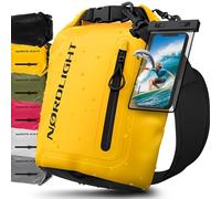 Nordlight Dry Bag wasserdichte Tasche mit Handyhülle + Roll-Top, Schultergurt | Drybag wasserfester Rucksack Beutel Packsack Seesack Wassersack Wetbag | Baden Schwimmen Strand SUP - Gelb, 5 Liter