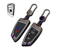 Noreyvis Key Cover Case, Zinklegierung Schlüsselanhänger Fall Halter Shell mit Schlüsselanhänger kompatibel für BMW 2 5 6 7 Series X1 X2 X3 X5 X6 X7 F15 F16 F48 M5 M6 GT3 GT5 (4 Tasten Grau)