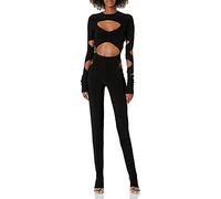 Norma Kamali Damen-Catsuit mit Langen Ärmeln, Aztekenmuster, schwarz, Klein