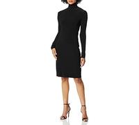 Norma Kamali Damen Slim FIT Long Sleeve Turtle Dress to Knee Legeres Abendkleid, schwarz, Mittel