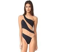 Norma Kamali Damen Snake Mesh Mio Einteiliger Badeanzug, Schwarz mit Hautfarbenem Netz, M EU