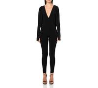 Norma Kamali Dolman Catsuit mit V-Ausschnitt für Damen, Schwarz, S