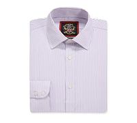 Normale Passform für Herren, Lange Ärmel, Hemden mit feinen Streifen | Manschette mit einem Knopf | Traditionelle Schneiderei | The Windsor Formelles Hemd für Herren (Lavender, 18.0in)