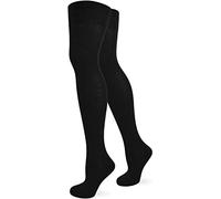 normani 1-10 Paar Damen Karneval Kostüm Fasching Baumwoll-Overknees Blickdicht Halterlose Strümpfe mit Streifen Farbe Schwarz Größe 1 Paar