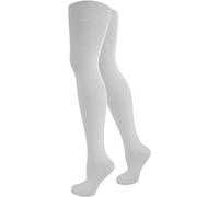 normani 1-10 Paar Damen Karneval Kostüm Fasching Baumwoll-Overknees Blickdicht Halterlose Strümpfe mit Streifen Farbe Weiß Größe 2 Paar