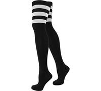 normani 1-10 Paar Damen Karneval Kostüm Fasching Baumwoll-Overknees Blickdicht Halterlose Strümpfe mit Streifen American/Stripes/Schwarz ONESIZE