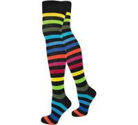 normani 1-10 Paar Damen Karneval Kostüm Fasching Baumwoll-Overknees Blickdicht Halterlose Strümpfe mit Streifen Farbe Regenbogen Größe 1 Paar