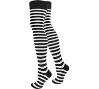 normani 1 2 oder 4 Overknees für Damen - geringelt aus Baumwolle mit Elasthan, Uni oder Ringel Farbe Schwarz/Weiß/schmal Größe 4 Paar