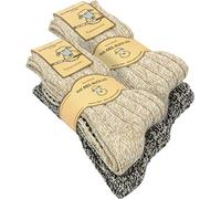 normani 2, 4 Paar oder 6 Paar Norweger Strick-Socken mit Antirutsch Sohle, Woll Socken mit ABS Sohle. Hütten Socken Farbe 4 Paar Braun/Beige Größe 47-50