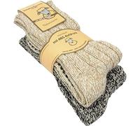 normani 2, 4 Paar oder 6 Paar Norweger Strick-Socken mit Antirutsch Sohle, Woll Socken mit ABS Sohle. Hütten Socken Farbe 2 Paar Braun/Beige Größe 39-42
