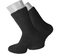 normani 2 oder 4 Paar Kuschelsocken Uni Farben für Damen und Herren Farbe 2 x Schwarz Größe 47-50