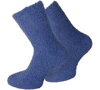 normani 2 oder 4 Paar Kuschelsocken Uni Farben für Damen und Herren Farbe 4 x Blau Größe 35-38