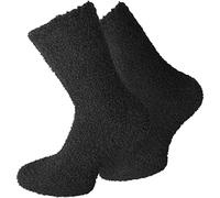 normani 2 oder 4 Paar Kuschelsocken Uni Farben für Damen und Herren Farbe 4 x Schwarz Größe 43-46