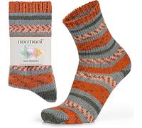 normani 2 Paar Bunt gestrickte Wollsocken im 'Skandinavischen' Style Kuschelig warm für Damen und Herren Farbe Orange Größe 35-38
