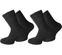 normani 2 Paar Cuddly Socks Kuschelsocken in verschiedenen Farben Farbe Uni/Schwarz Größe 47-50