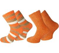 normani 2 Paar Damen Kuschel Socken Super Soft Farbe Ringel/Orange Größe 35-38