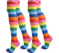 normani 2 Paar Damen Overknee Überknie Uni in Schwarz oder Weiß Farbe Bunt/Breit
