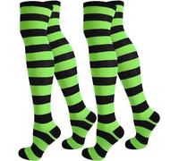normani 2 Paar Damen Overknee Überknie Uni in Schwarz oder Weiß Farbe Schwarz/Grün/Breit