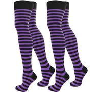 normani 2 Paar Damen Overknee Überknie Uni in Schwarz oder Weiß Farbe Schwarz/Lila/Schmal