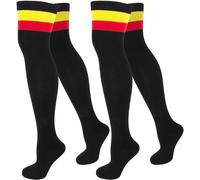 normani 2 Paar Damen Overknee Überknie Uni in Schwarz oder Weiß Farbe Schwarz mit Colorbund