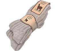 normani 2 Paar Flauschige dicke Damen Wintersocken mit Alpakawolle Farbe Beige Größe 39/42