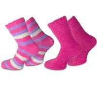 normani 2 Paar Kuschelsocken/Bettsocken/Socken Stripe geringelt mit Elasthan Farbe Ringel/Pink Größe 35-38