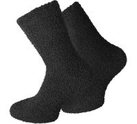 normani 2 Paar Kuschelsocken/Bettsocken/Socken Stripe Geringelt mit Elasthan Farbe Uni/Schwarz Größe 39-42