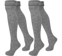 normani 2 Paar Overknees gerippter Strick mit Umschlag Grau 35/38