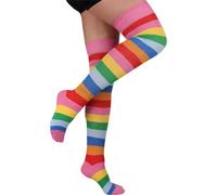 normani 2 Paar Overknees in gestreift oder einfarbig - bunte Socken bis übers Knie für Damen Farbe Bunt breit