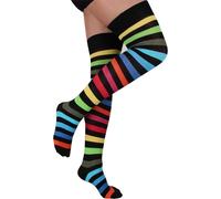 normani 2 Paar Overknees in gestreift oder einfarbig - bunte Socken bis übers Knie für Damen Farbe Regenbogen