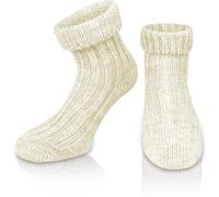 normani 2 Paar Sehr Warme weiche Umschlag Söckchen mit Alpaka Wolle/Bettsocken/Sauna Socken Farbe Wollweiß Größe 35-38