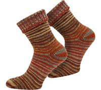 normani 2 Paar Wollsocken Skandinavien-Style wie handgestrickt, mit Umschlag für Damen und Herren Farbe Orange Größe 35/38