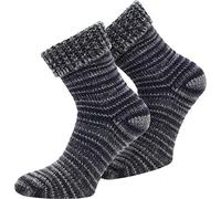 normani 2 Paar Wollsocken Skandinavien-Style wie handgestrickt, mit Umschlag für Damen und Herren Farbe Grau Größe 39/42